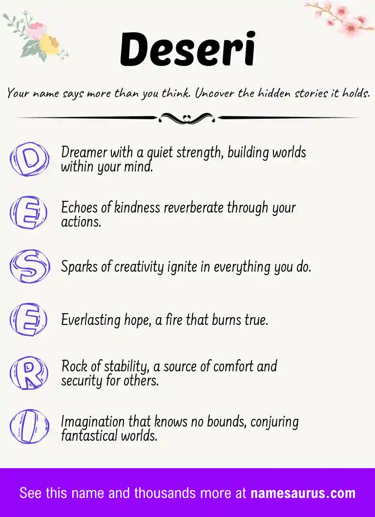 Acrostic poem about Deseri.