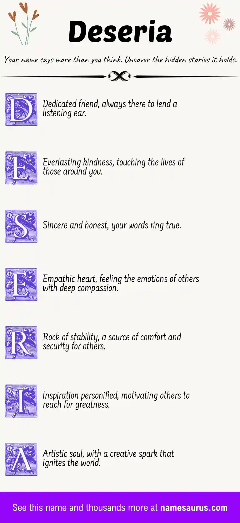 Acrostic poem about Deseria.