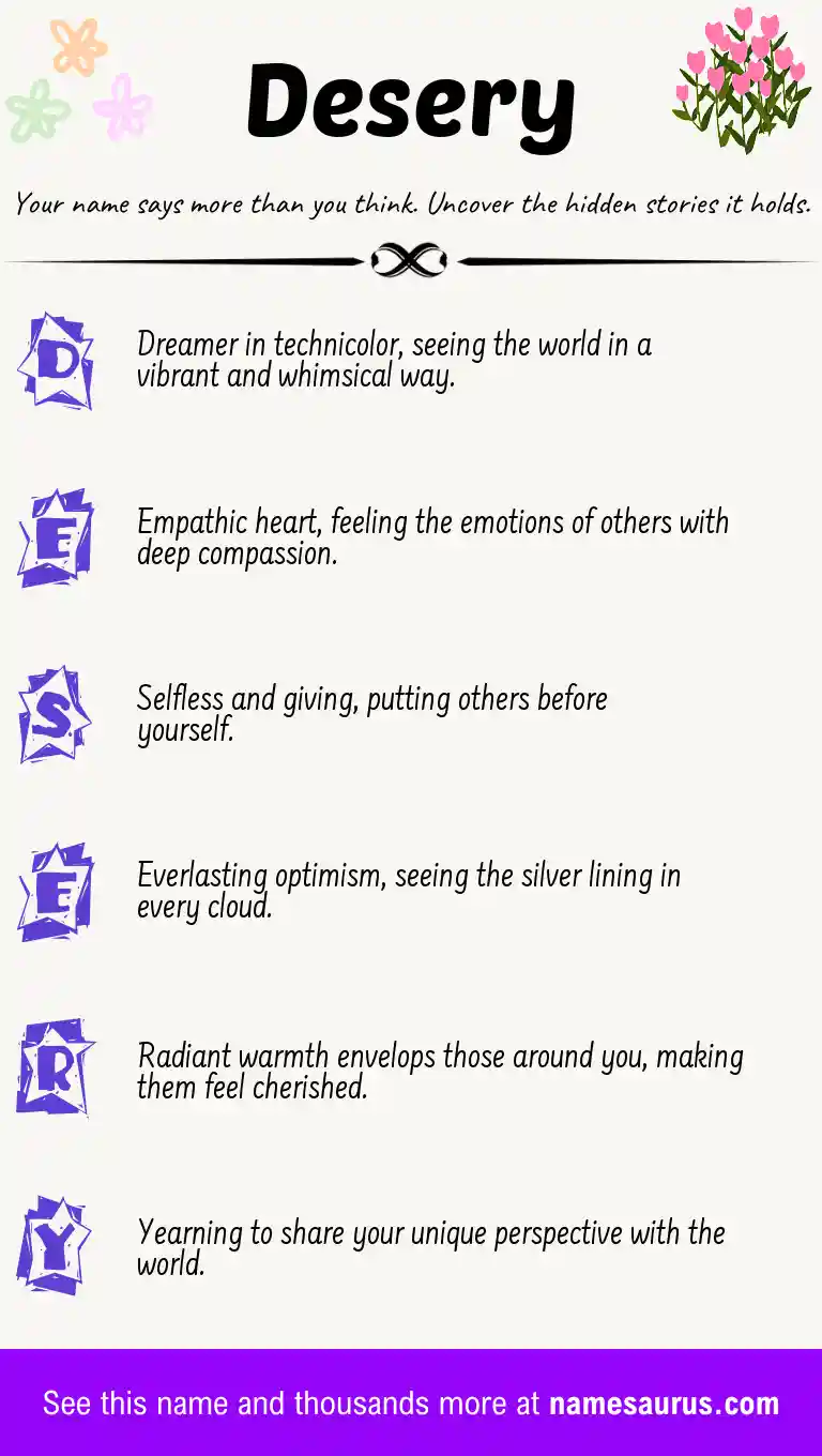 Acrostic poem about Desery.