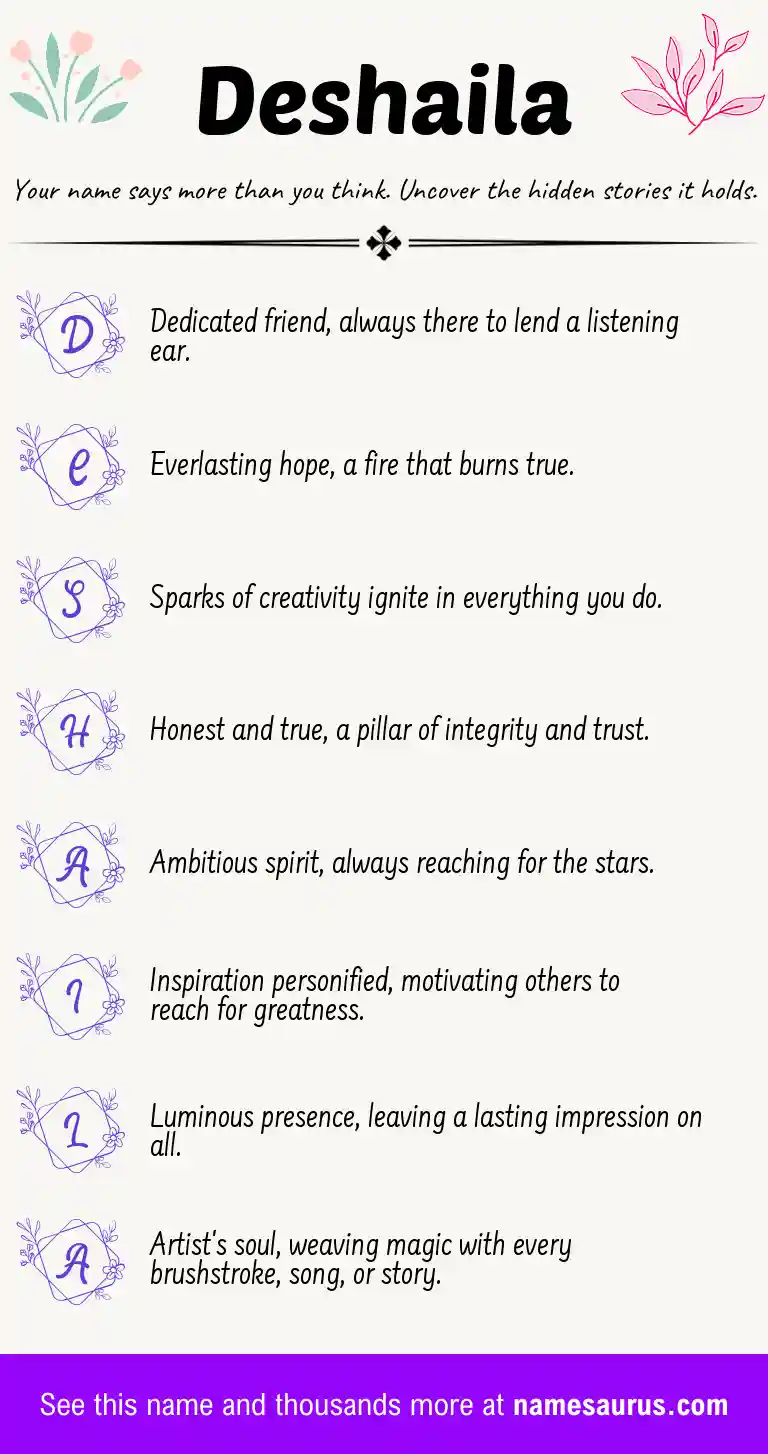 Acrostic poem about Deshaila.