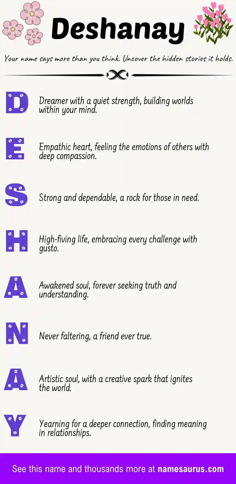 Acrostic poem about Deshanay.