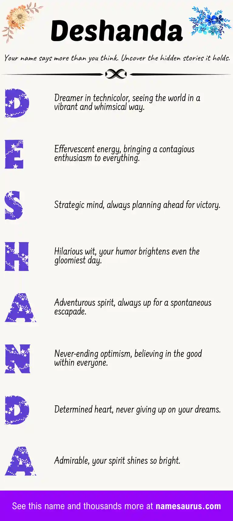 Acrostic poem about Deshanda.