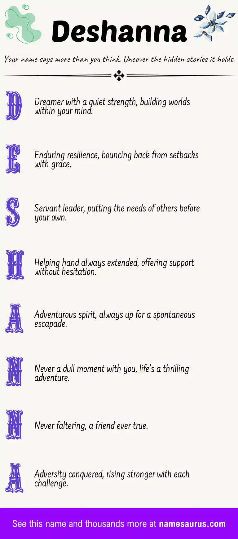 Acrostic poem about Deshanna.