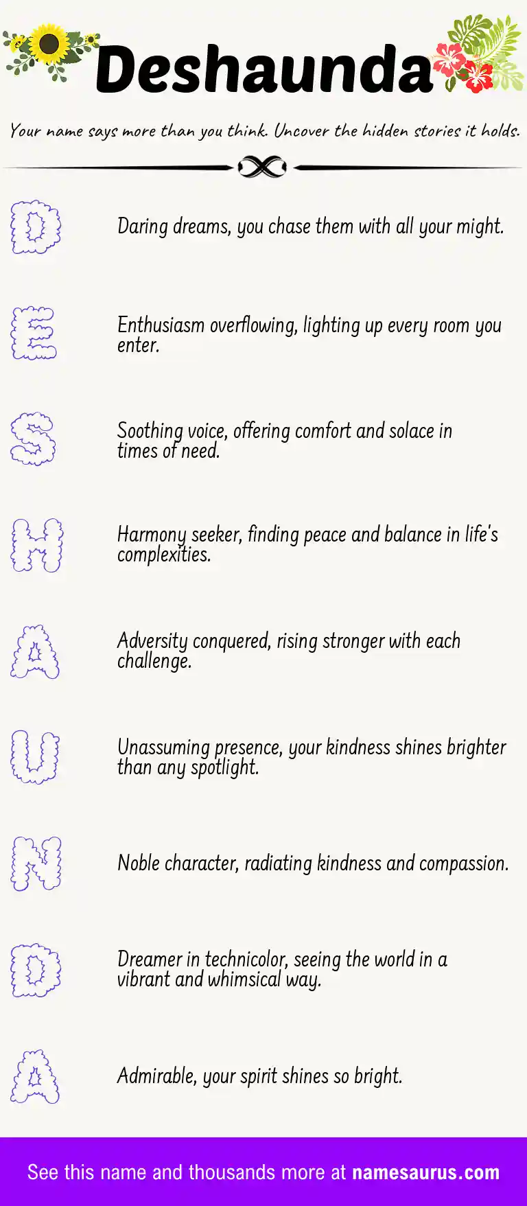 Acrostic poem about Deshaunda.