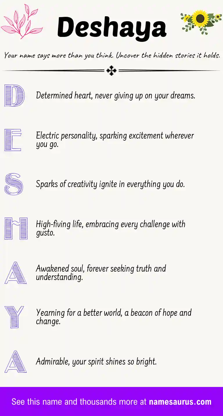 Acrostic poem about Deshaya.