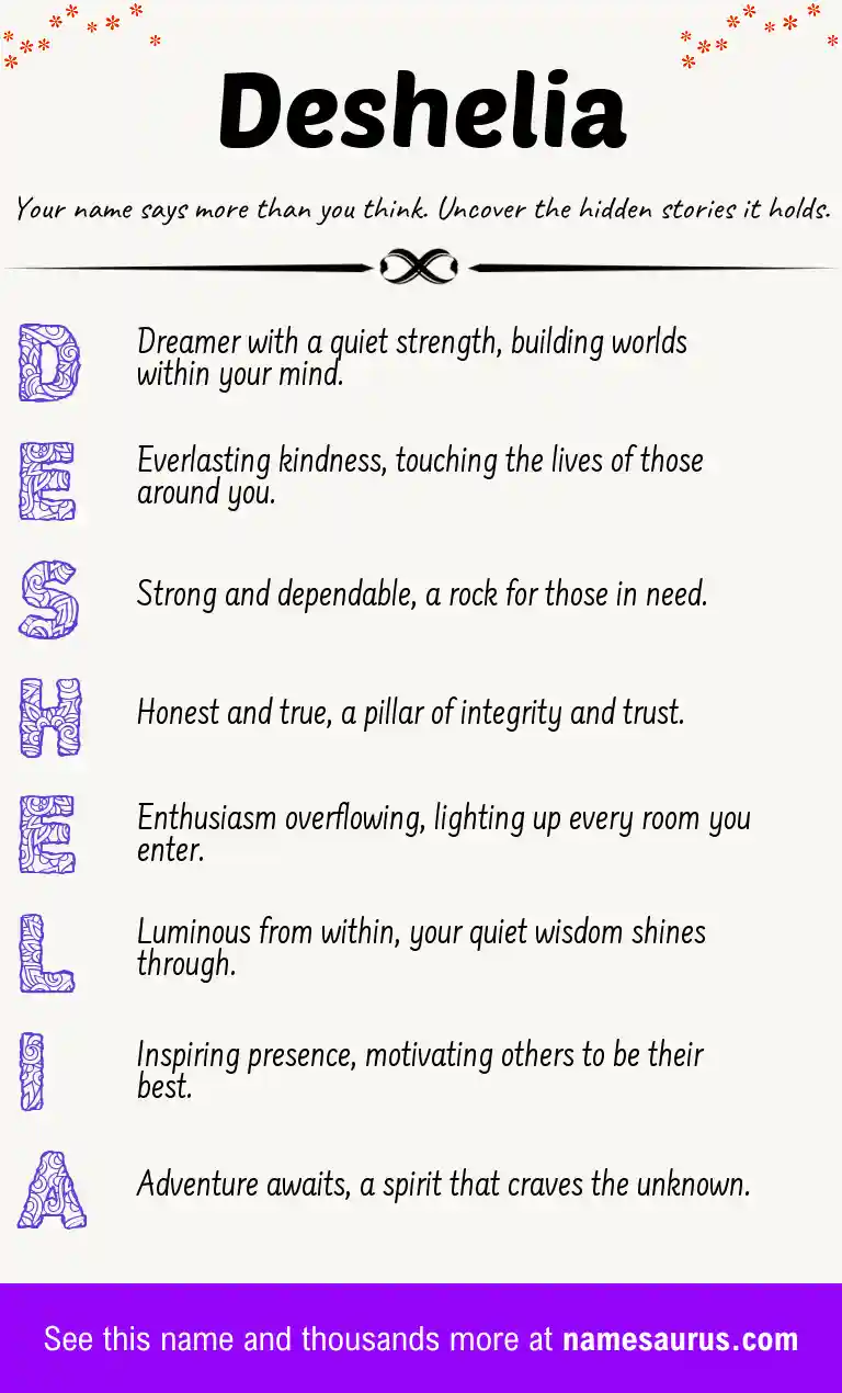 Acrostic poem about Deshelia.