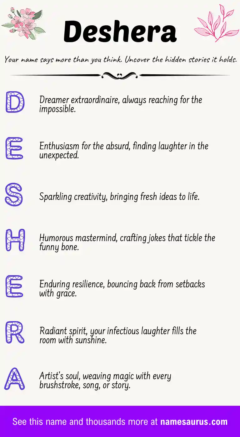 Acrostic poem about Deshera.