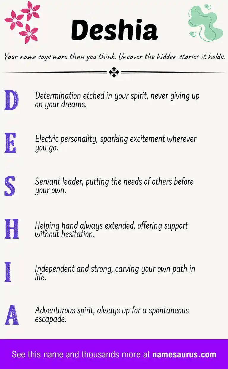 Acrostic poem about Deshia.