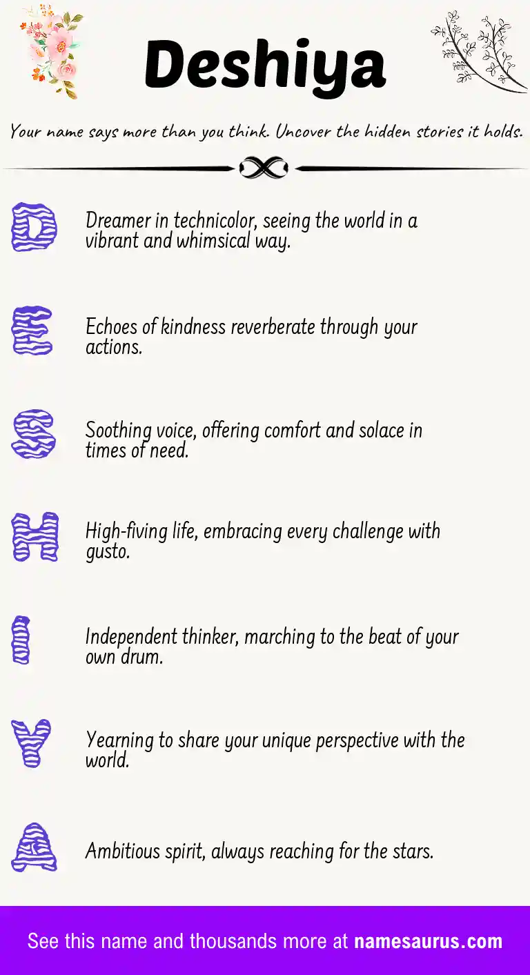 Acrostic poem about Deshiya.