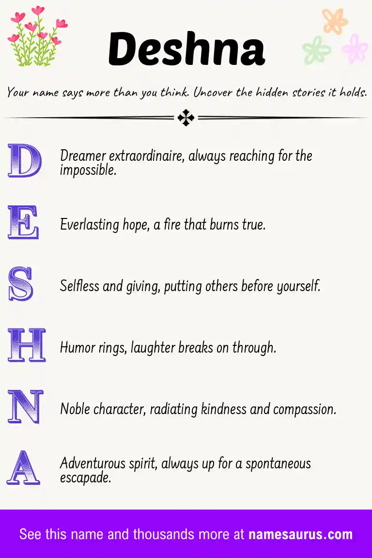 Acrostic poem about Deshna.