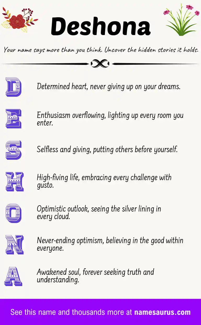 Acrostic poem about Deshona.