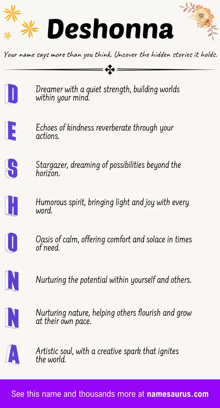 Acrostic poem about Deshonna.