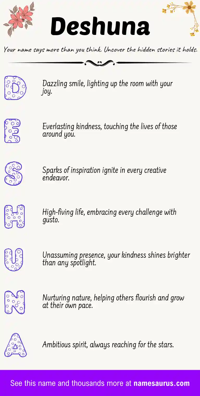 Acrostic poem about Deshuna.
