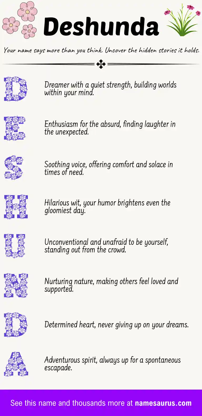 Acrostic poem about Deshunda.