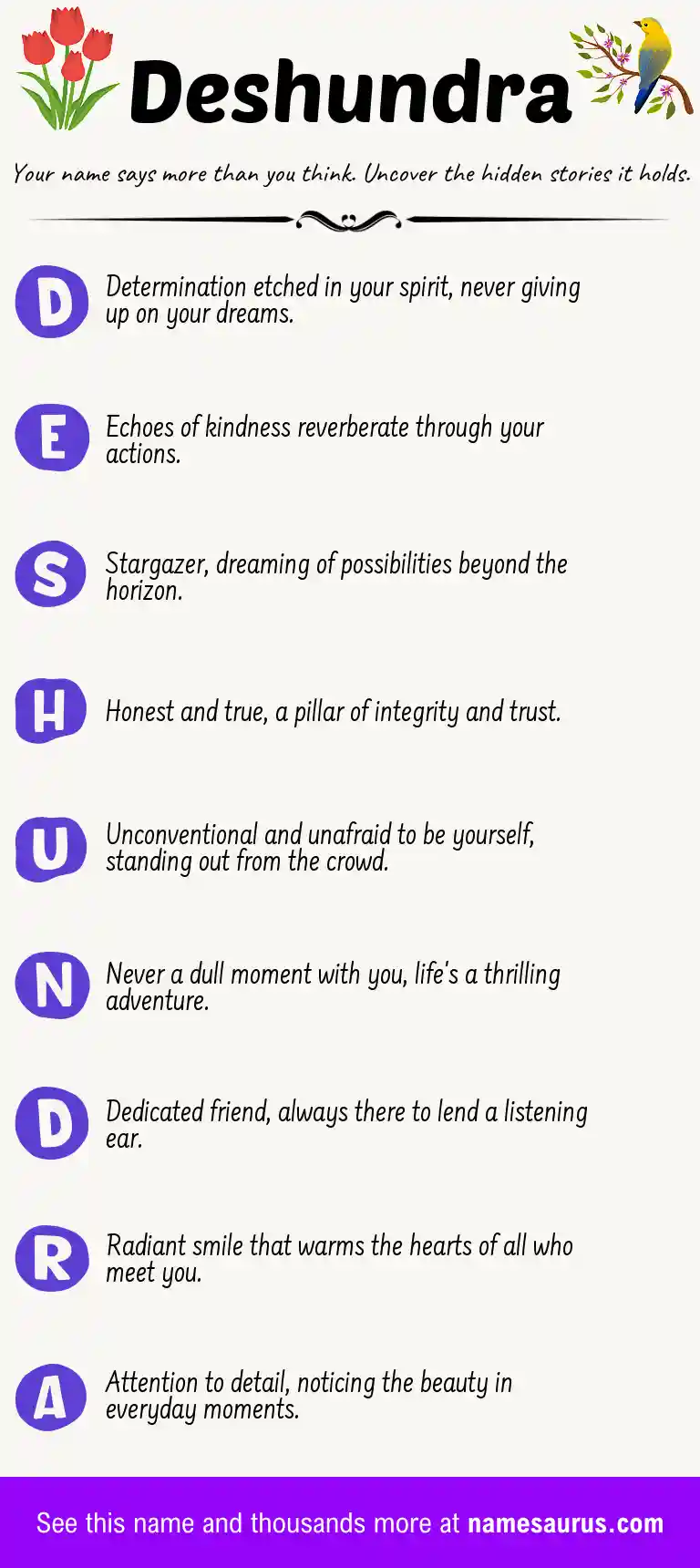 Acrostic poem about Deshundra.
