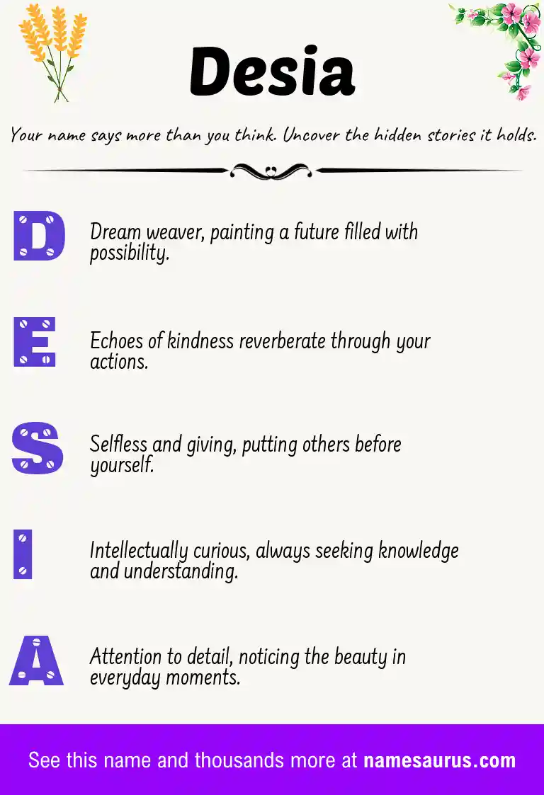 Acrostic poem about Desia.