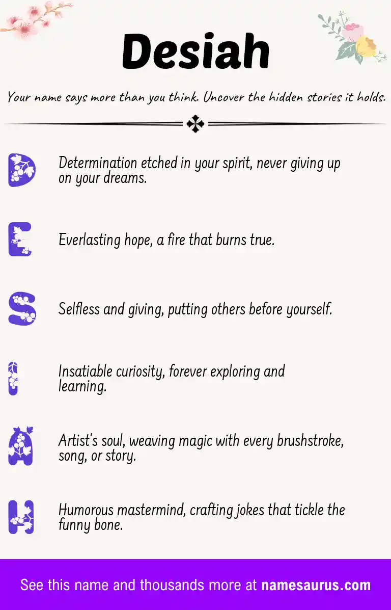 Acrostic poem about Desiah.