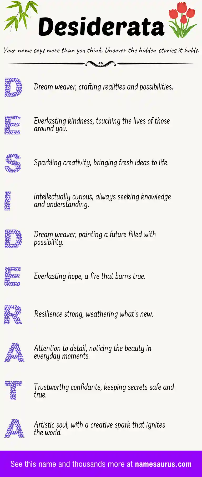 Acrostic poem about Desiderata.