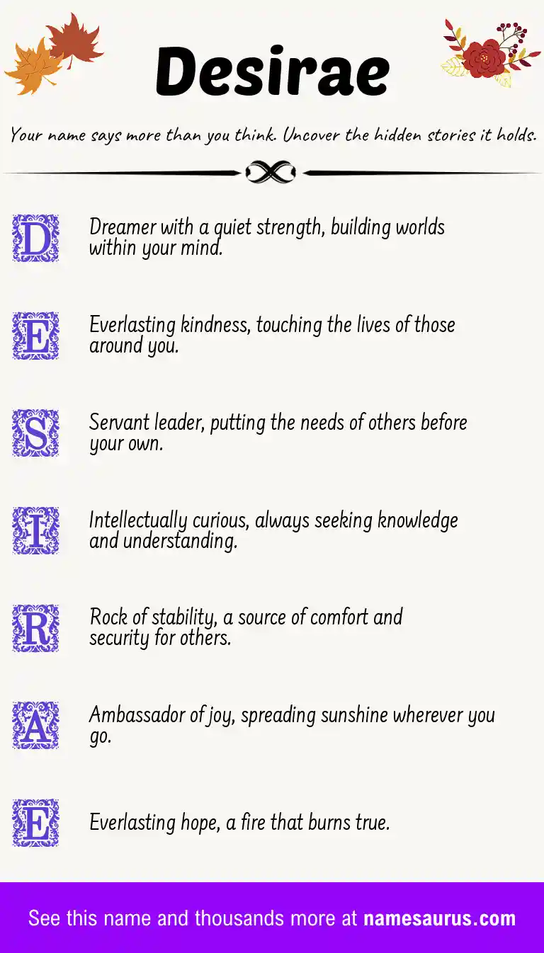 Acrostic poem about Desirae.