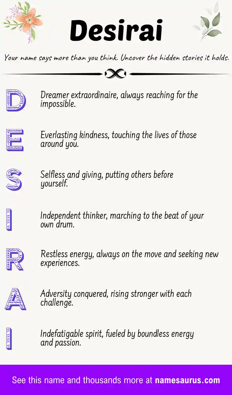 Acrostic poem about Desirai.