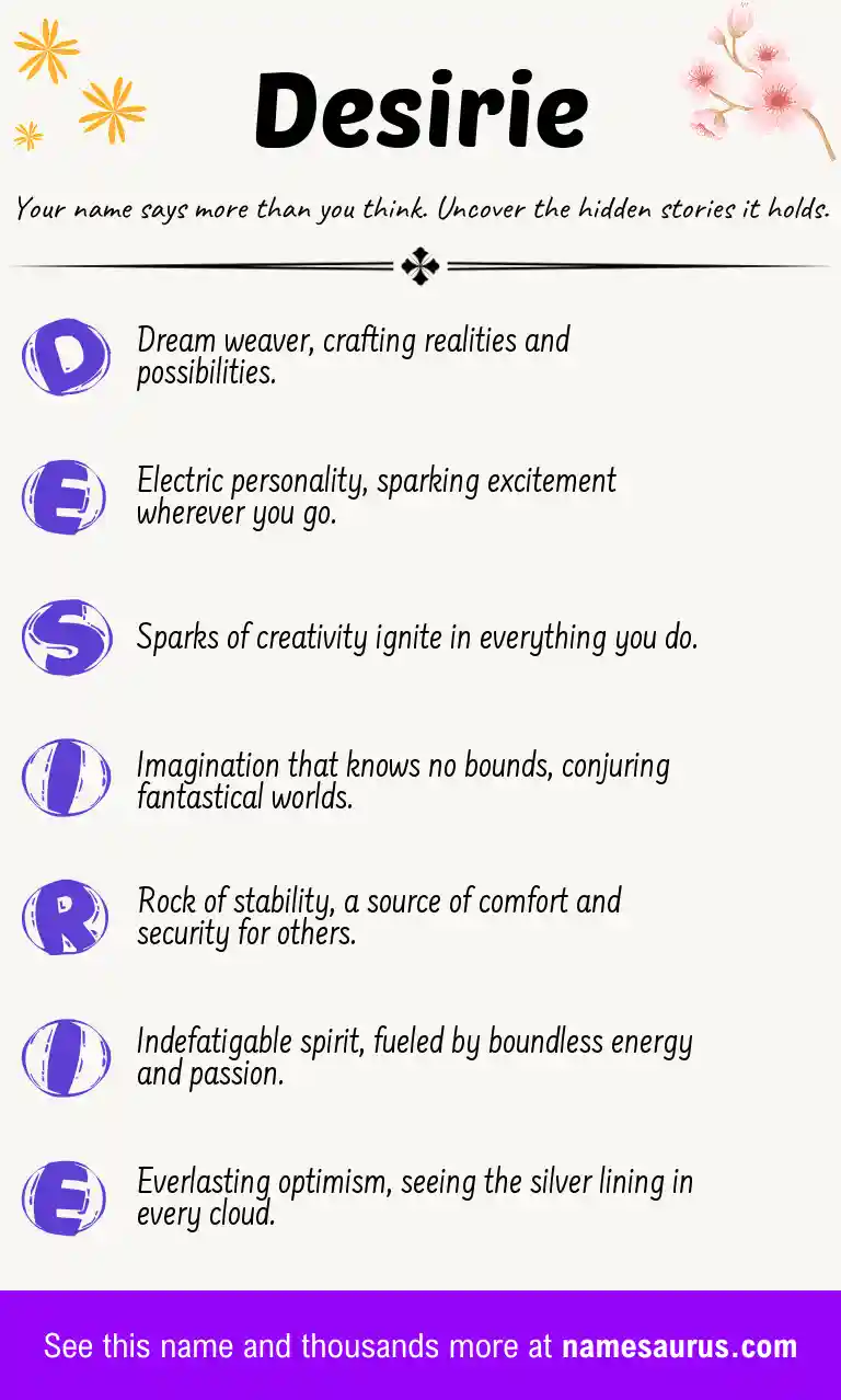 Acrostic poem about Desirie.