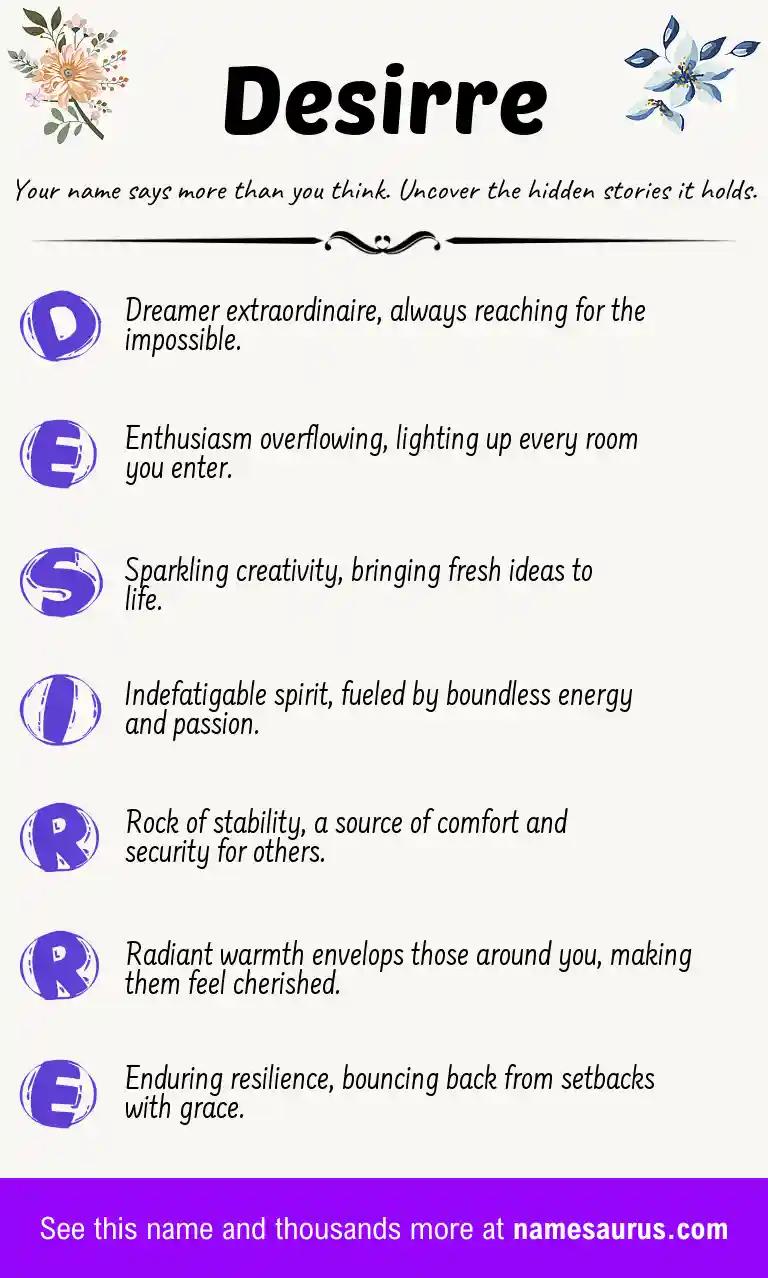 Acrostic poem about Desirre.