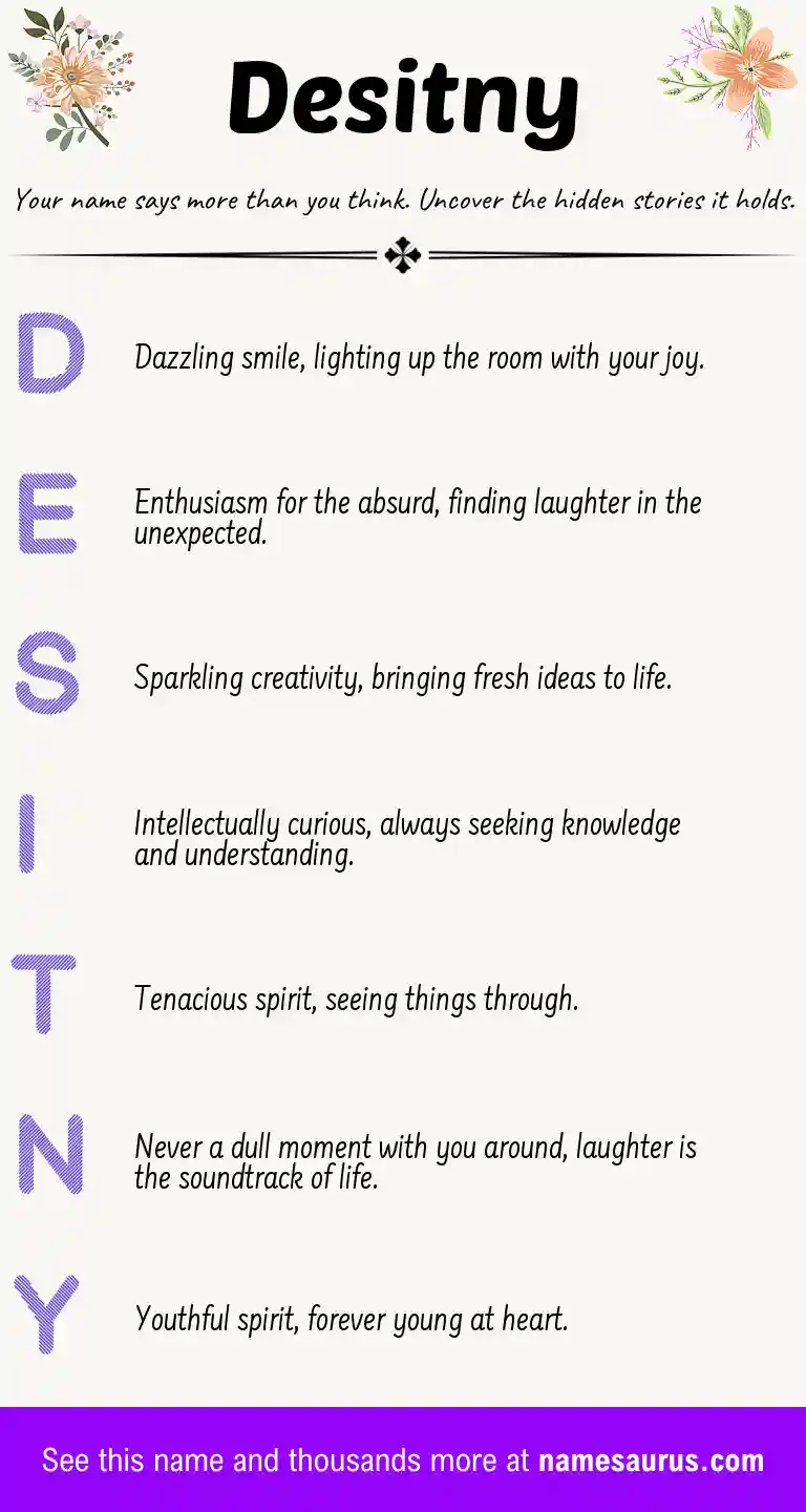 Acrostic poem about Desitny.