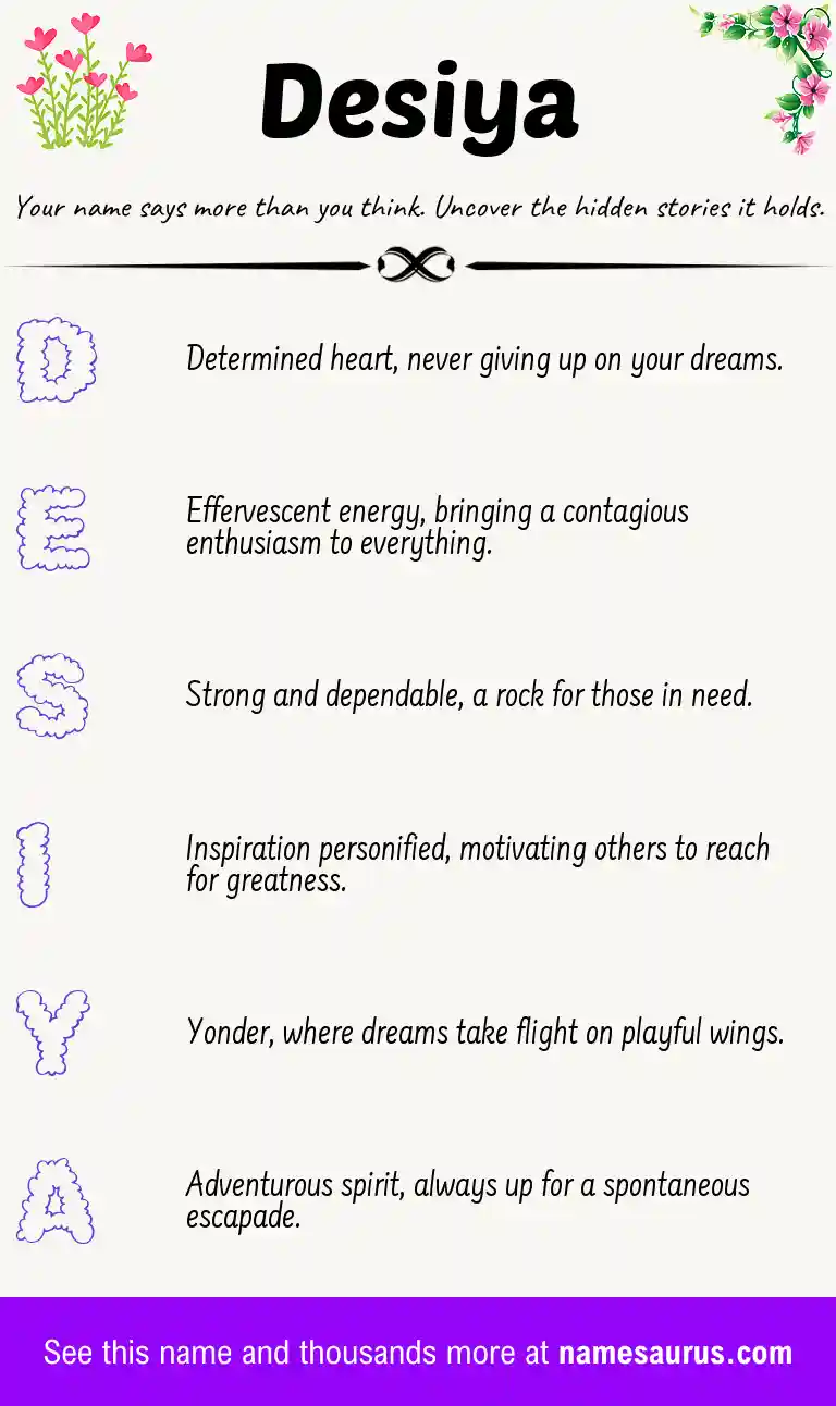 Acrostic poem about Desiya.