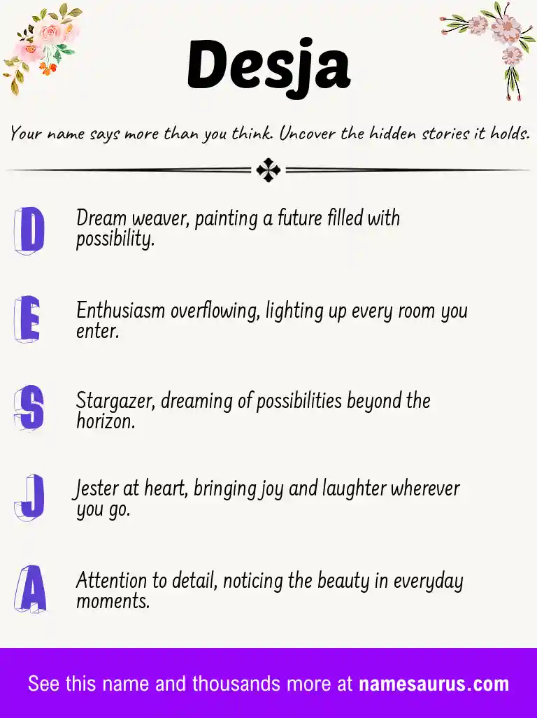 Acrostic poem about Desja.