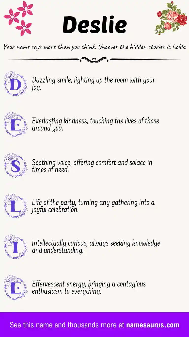 Acrostic poem about Deslie.