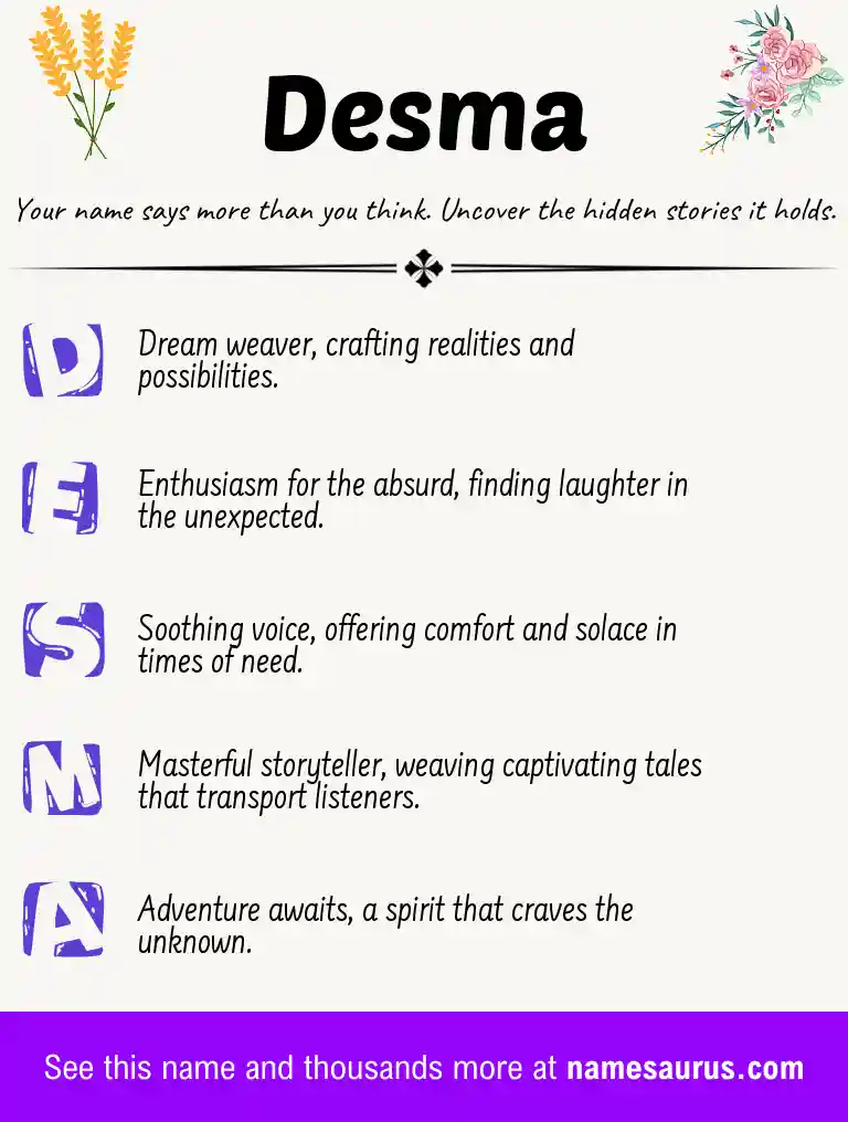 Acrostic poem about Desma.