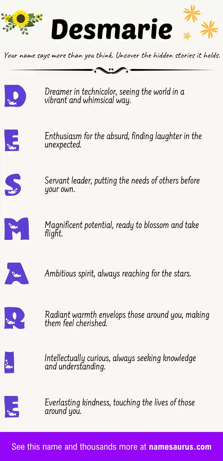 Acrostic poem about Desmarie.