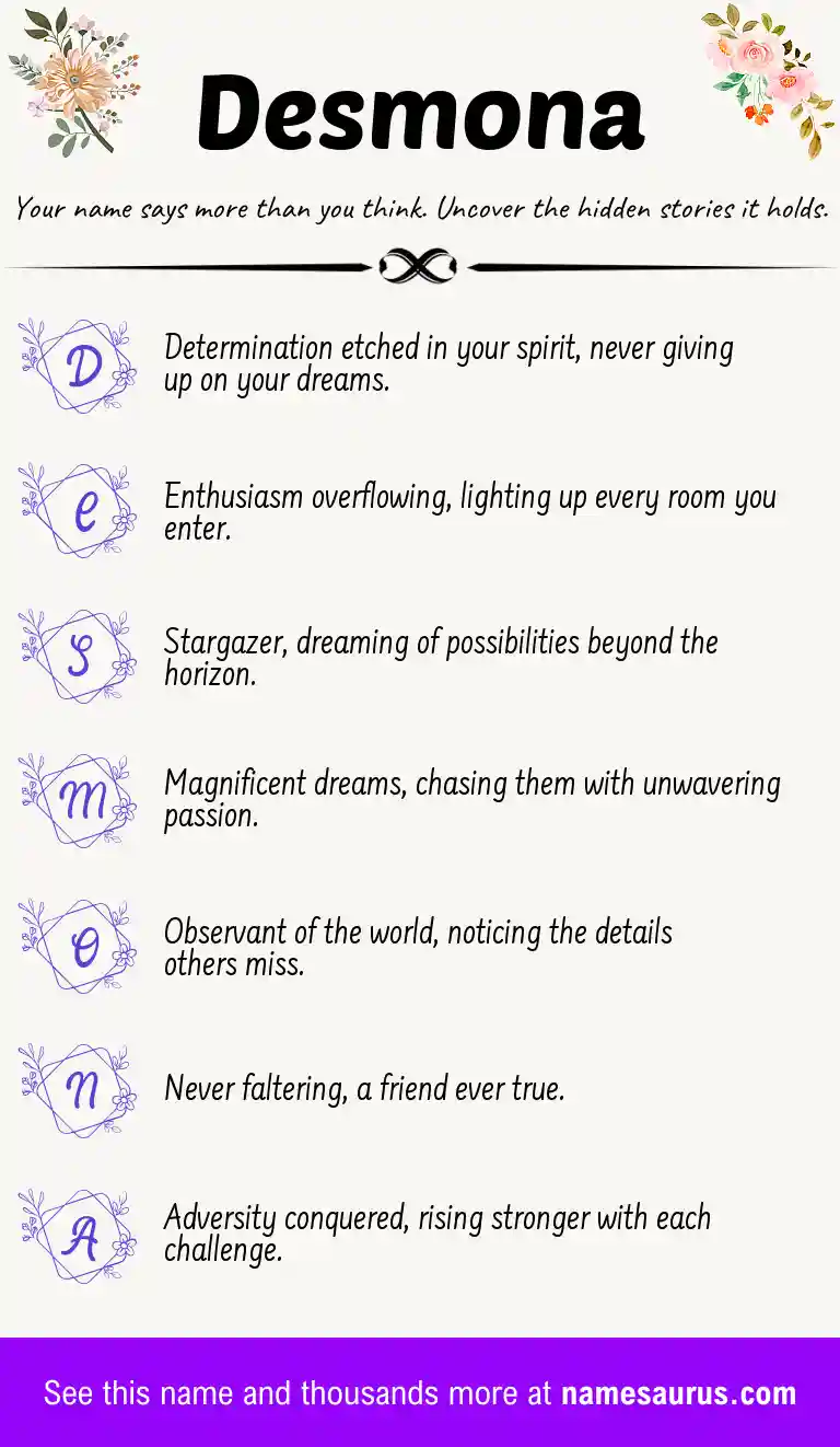Acrostic poem about Desmona.