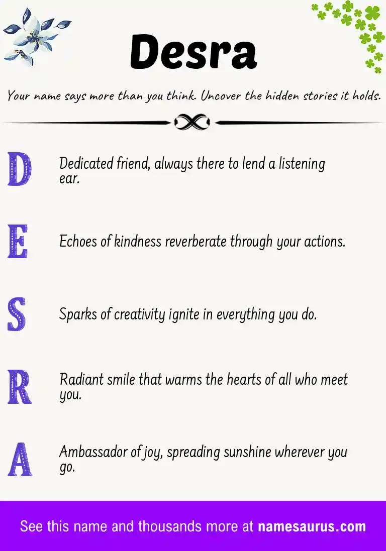 Acrostic poem about Desra.