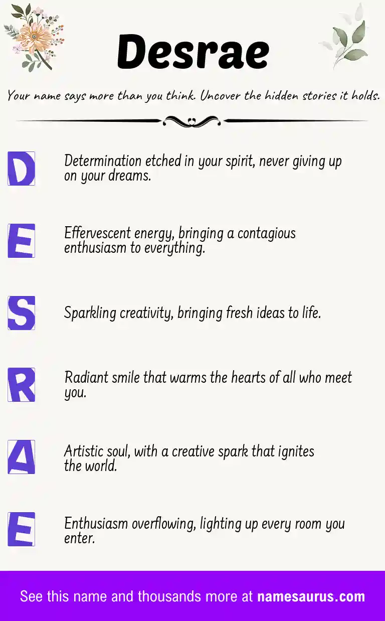 Acrostic poem about Desrae.