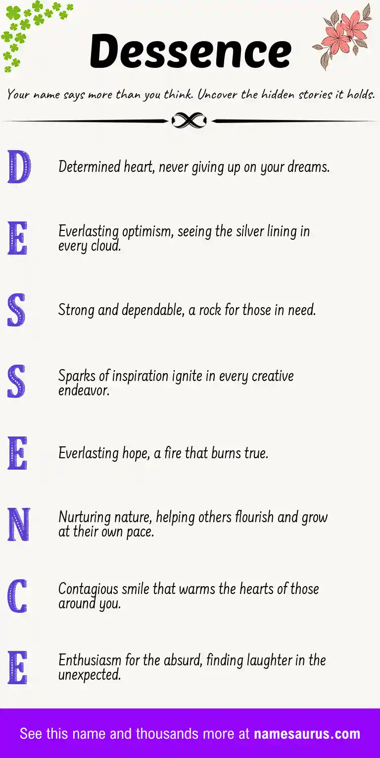 Acrostic poem about Dessence.