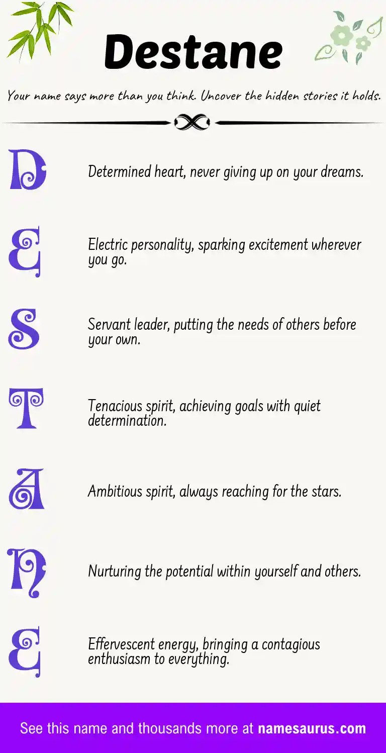 Acrostic poem about Destane.