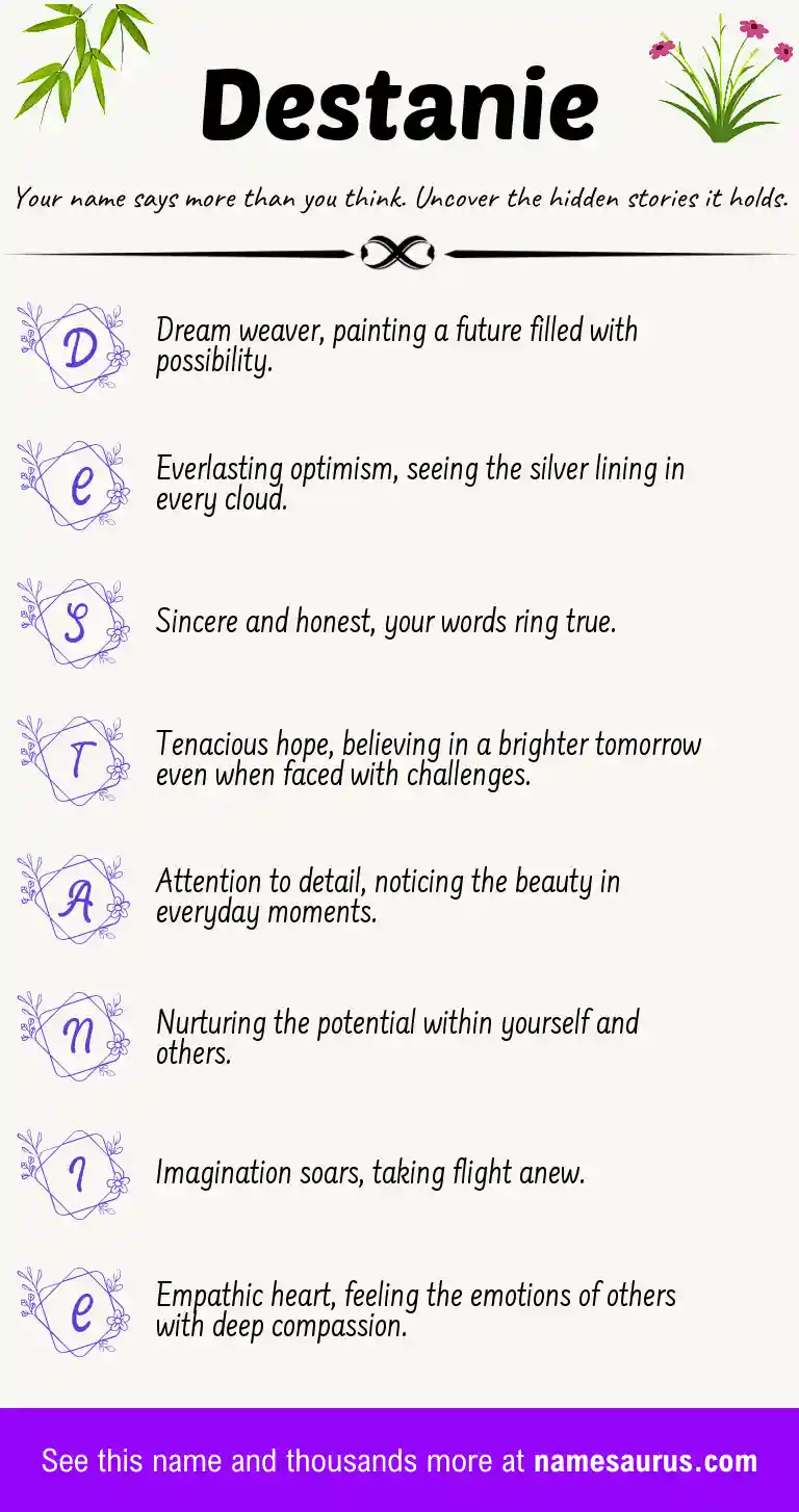 Acrostic poem about Destanie.