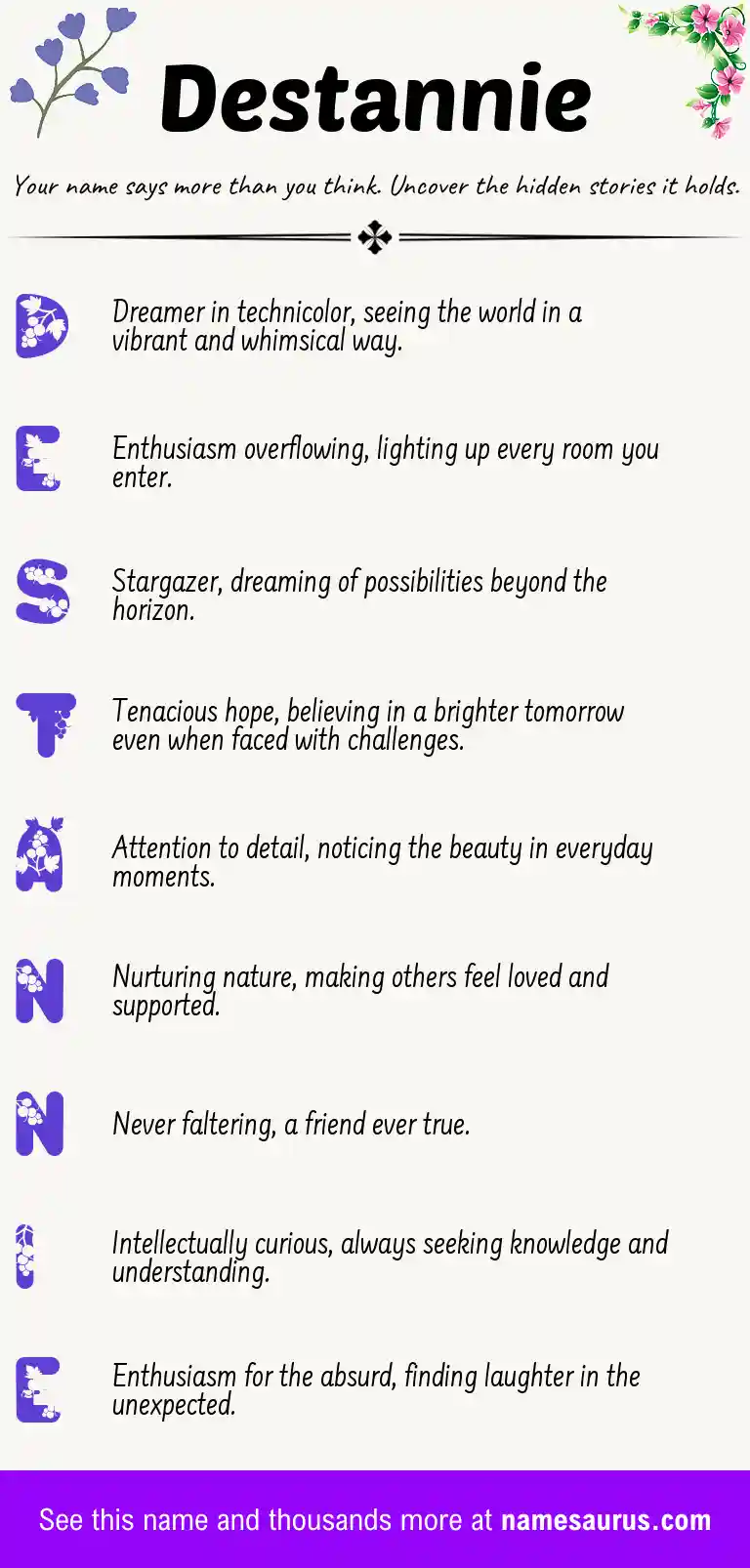 Acrostic poem about Destannie.
