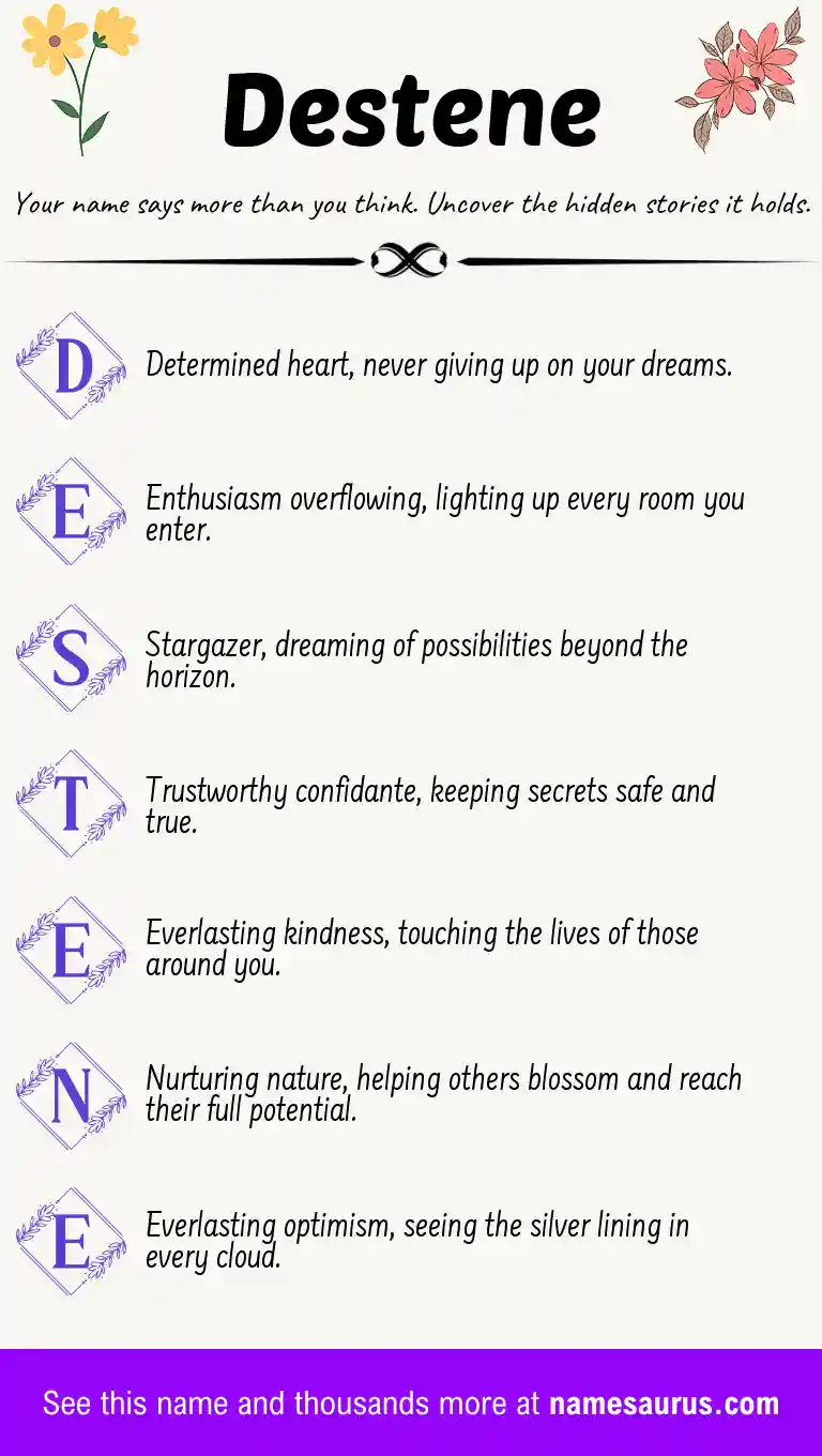 Acrostic poem about Destene.