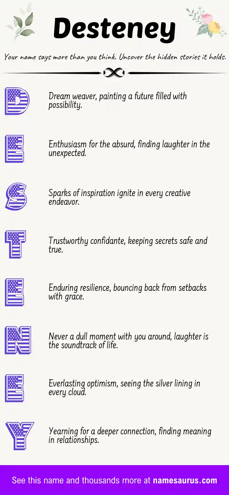 Acrostic poem about Desteney.