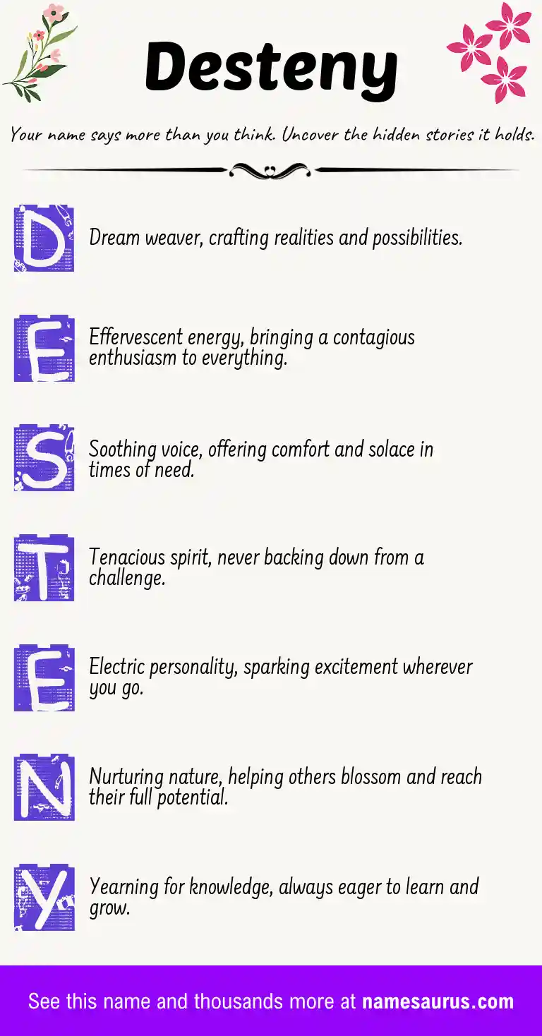 Acrostic poem about Desteny.