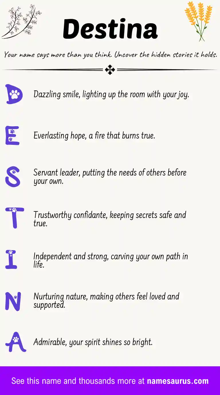 Acrostic poem about Destina.