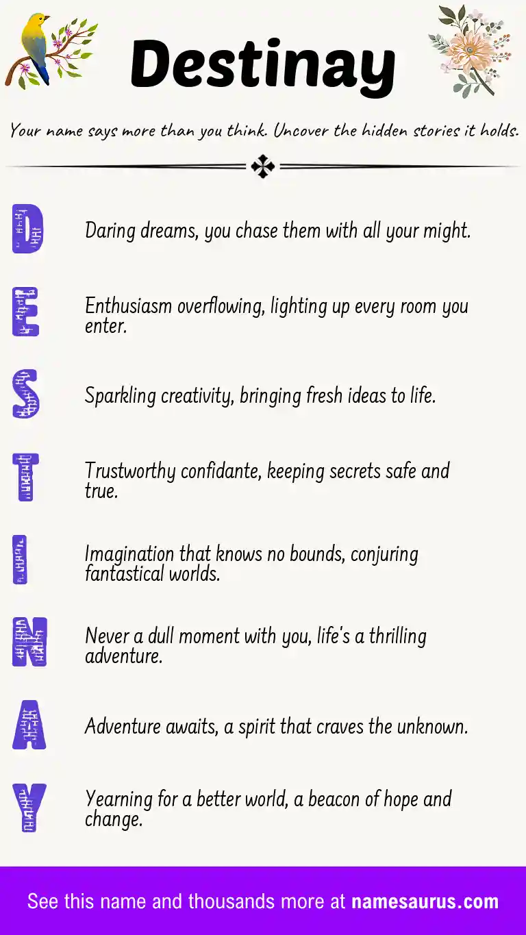 Acrostic poem about Destinay.
