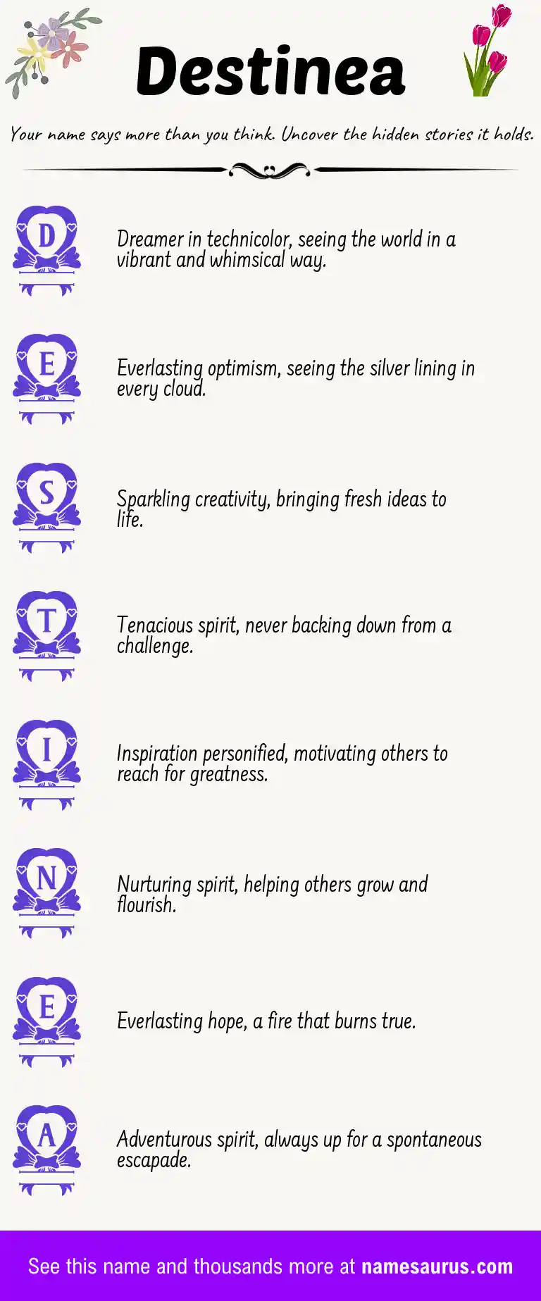 Acrostic poem about Destinea.