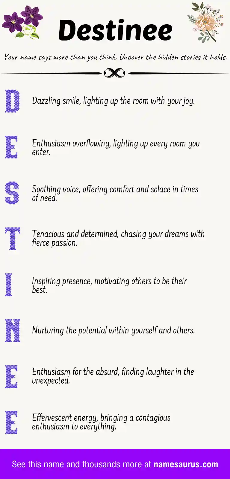 Acrostic poem about Destinee.