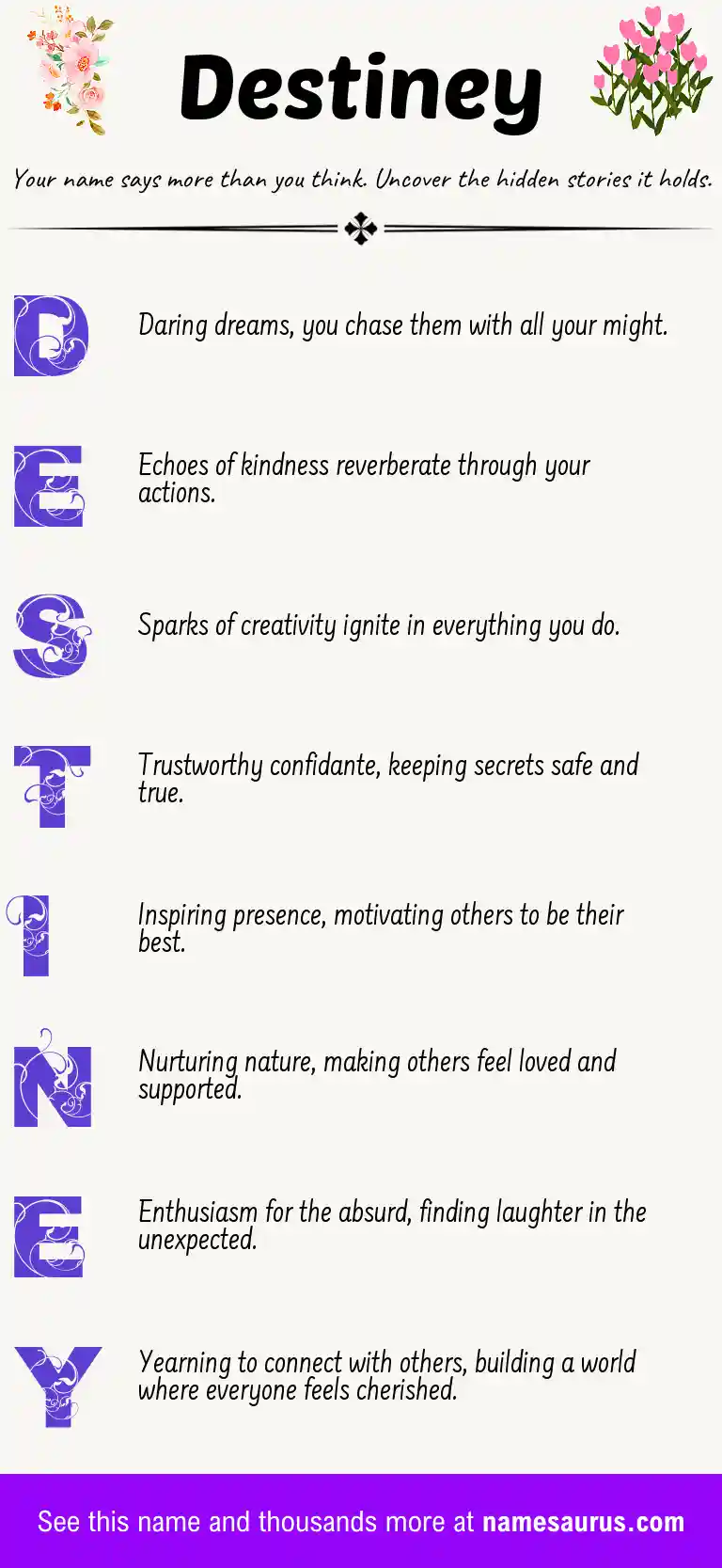 Acrostic poem about Destiney.