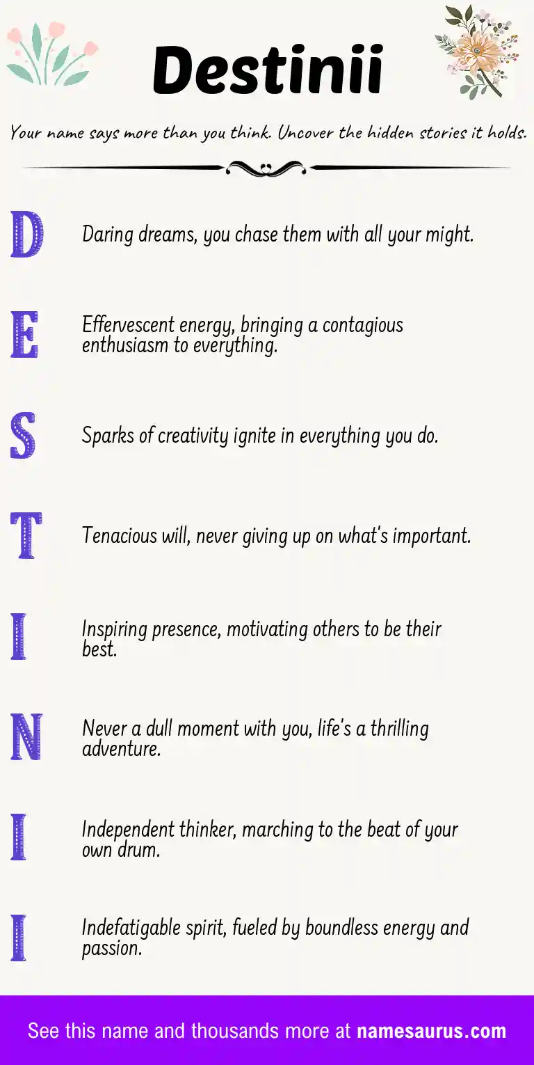 Acrostic poem about Destinii.