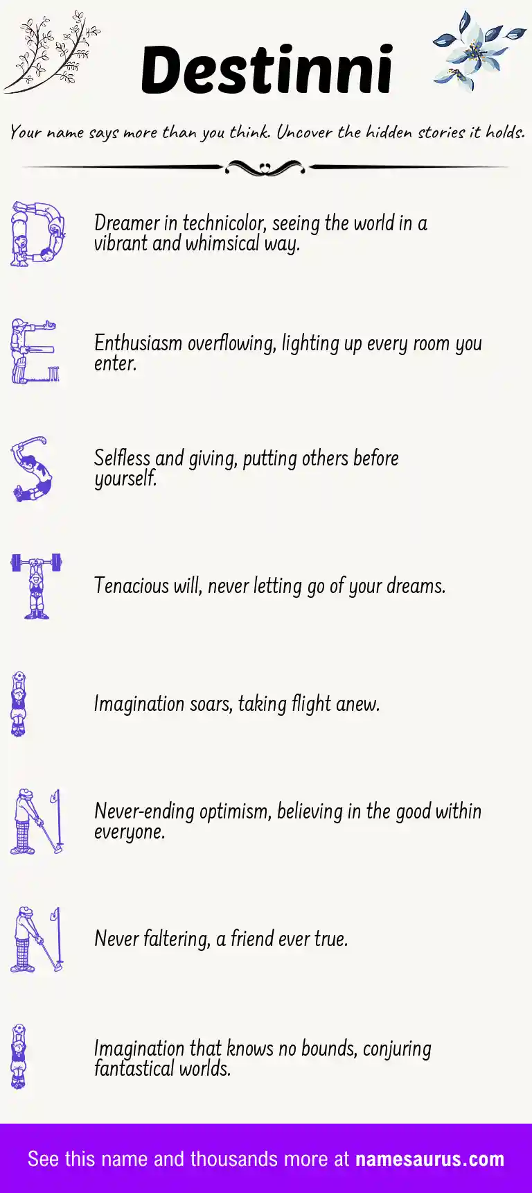 Acrostic poem about Destinni.