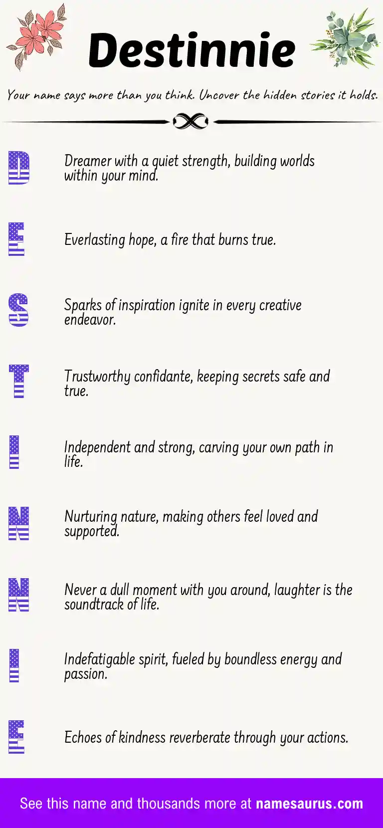 Acrostic poem about Destinnie.